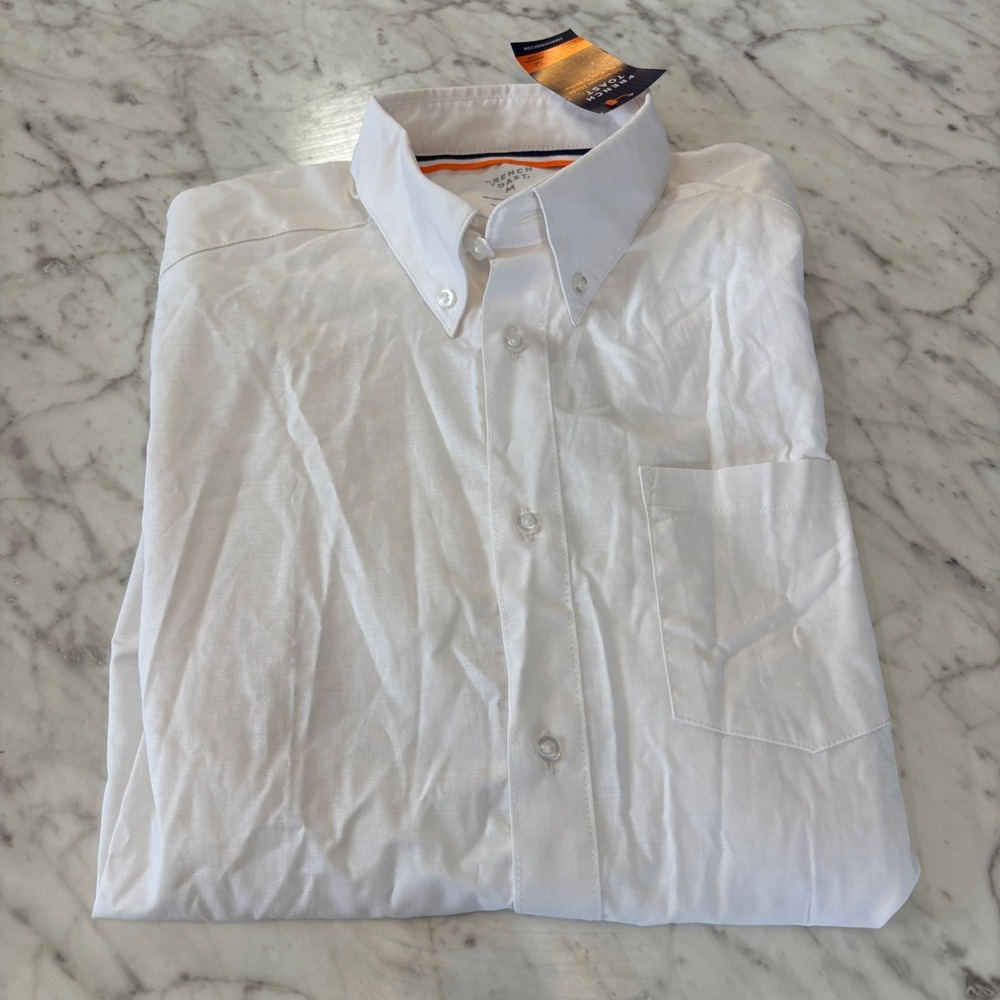 French Toast Mens Short Sleeve Oxford Shirt White Button Down SE8003A Size M NEW
